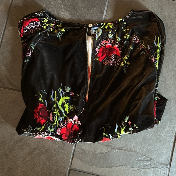 Free People Velour body suit.  Black, green, red and blue. Worn 1x.  Size Medium - Picture 5 of 6